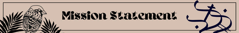 Image with text: "Mission Statement". On left of text is a Maya bird and on the right is a Baybayin sigil for protection.
